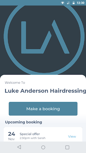 Android application Luke Anderson Hairdressing screenshort
