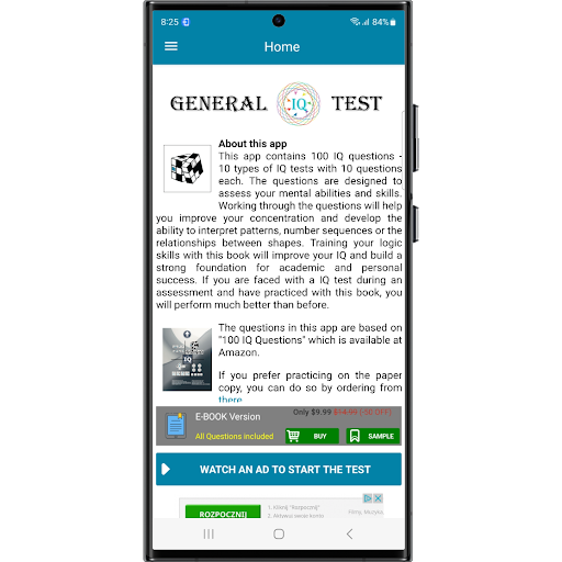 Android application General IQ Test screenshort
