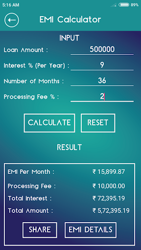Indian Finanicail Calculator Screen 3