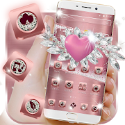 Rose Gold Heart Diamond Theme  Icon