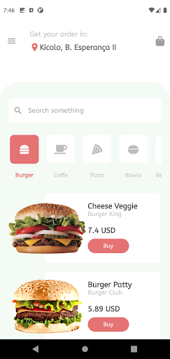 Android application Food UI demo screenshort