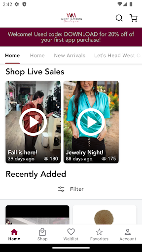 Android application Wilde Merrion Boutique screenshort