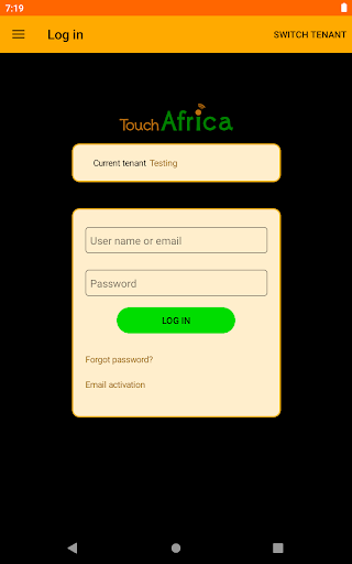 Android application TouchAfrica screenshort