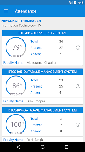 Android application SVVV ERP screenshort