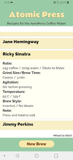 Atomic Press AeroPress Recipes Screen 3