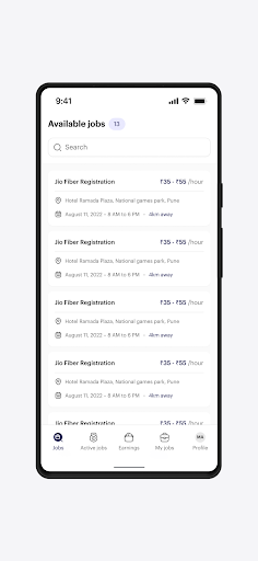 Android application workorbits screenshort