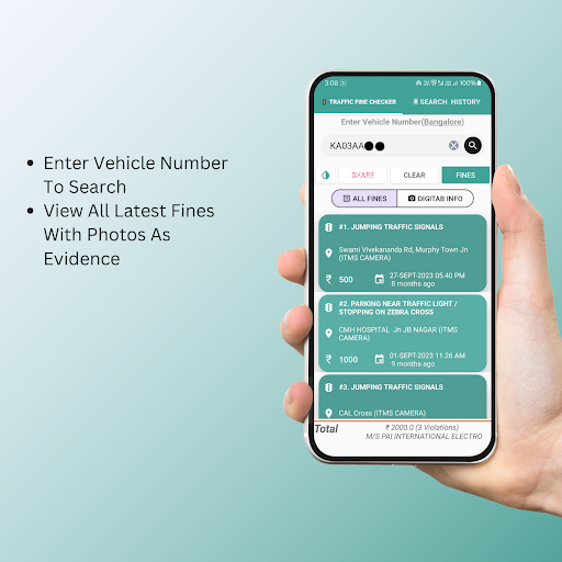 Bangalore Traffic -Check Fines Screenshot 1 - AppWisp.com