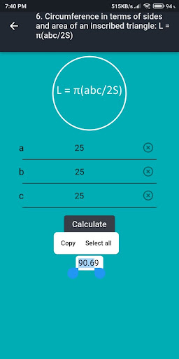 Circumference of a circle Screen 3