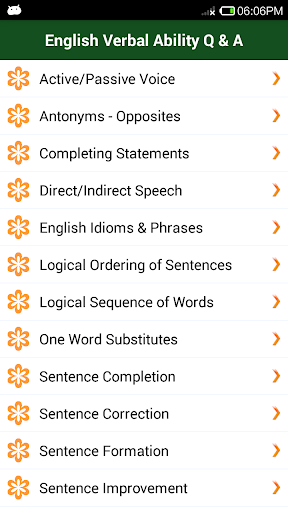 Android application Verbal Ability Reasoning Q & A screenshort