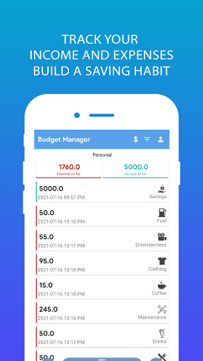 Android application Budget Manager screenshort