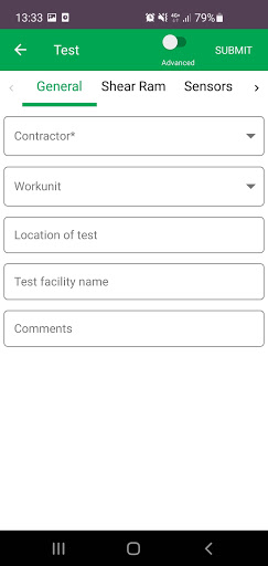 BOP Shear Ram Performance Test Screen 2