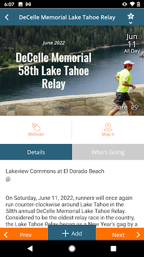 Screenshot of Visit Lake Tahoe