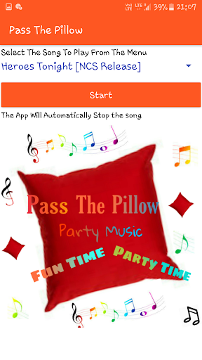 Android application Pass the Pillow - Music Player screenshort
