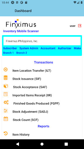 Finximus Inventory Scanner Screen 2