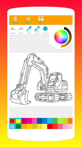 Excavator Coloring Book Screen 3