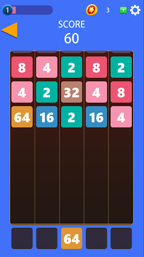 Android application Number drop 2048 puzzle games screenshort