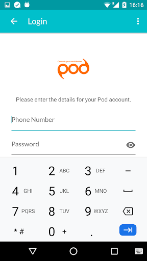 Android application pod connect screenshort