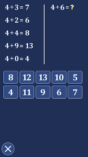 Addition tables Screen 3