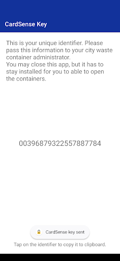 CardSense Key Screen 2