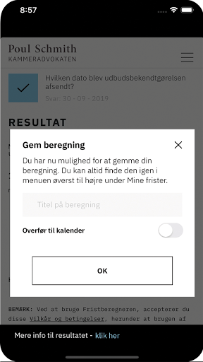 Android application Fristberegneren screenshort