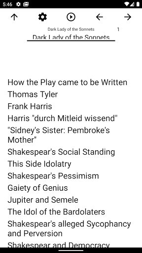 Android application Book, Dark Lady of the Sonnets screenshort