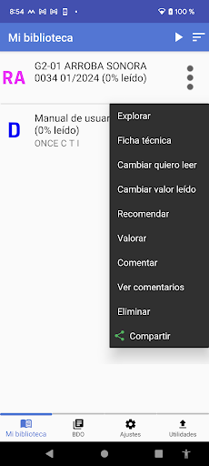 Android application Gestor ONCE libros digitales screenshort