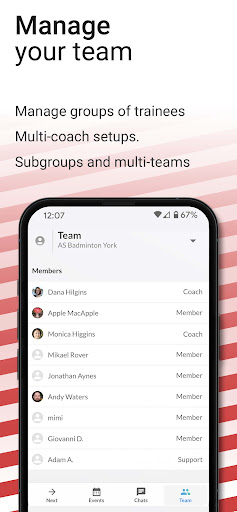 Android application TeamReturn screenshort
