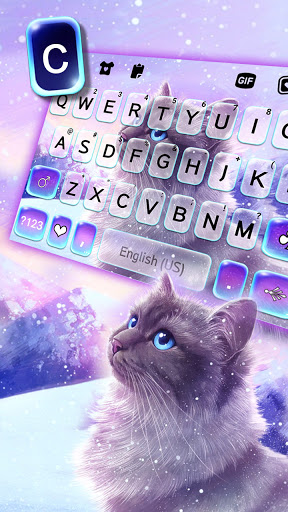 Snowy Cat Keyboard Background Screen 2