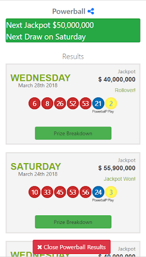 World Lotto Results Screen 3