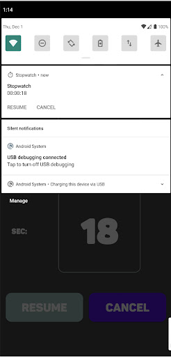 Android application Stopwatch screenshort