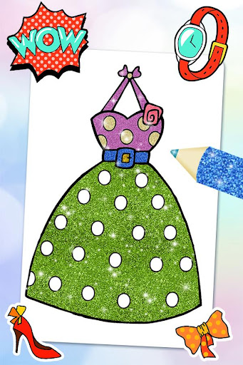 Glitter Dress Fashion Coloring Screen 3