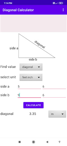 diagonal calculator Screen 3