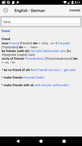 Android application German Dictionary screenshort