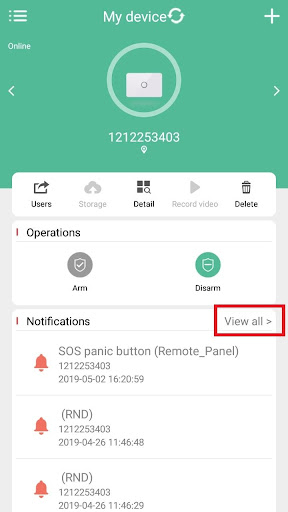 Live Alarm Center Screen 2