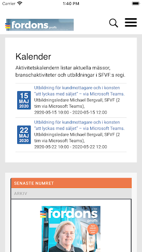 Android application Fordonsproffs screenshort