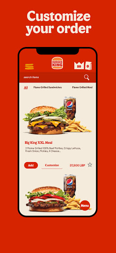 BK Lebanon - Order Online Screen 2