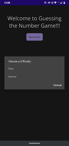 Android application DumbGuessNumber screenshort