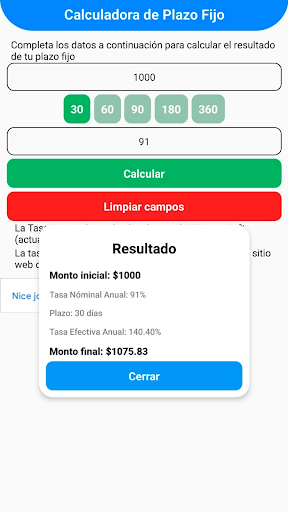 Calculadora de Plazo Fijo Screen 2
