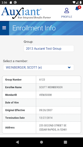 Android application AuxiantHealth screenshort