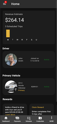 Android application Aryv Driver screenshort