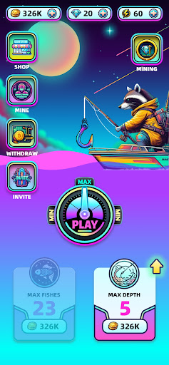 Android application Fishing Raccoon screenshort