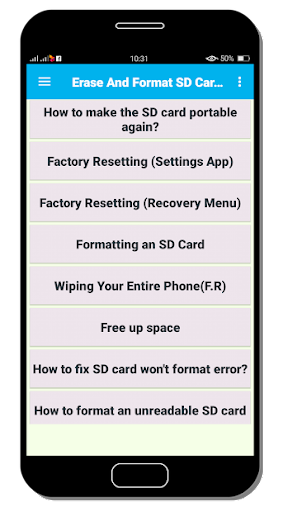 Android application Erase SD card screenshort