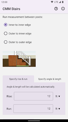 Android application CMM Stair Rail Calculator screenshort