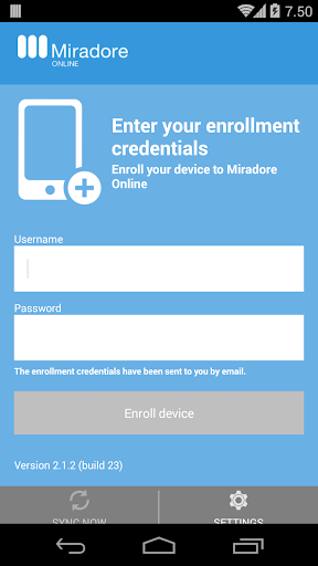 Android application Miradore client screenshort