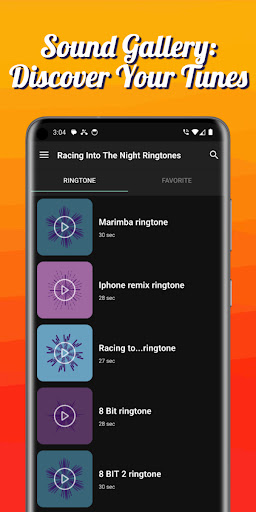 Racing into the night ringtone Screen 2