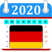 German Calendar 2020 with Public Holidays  Icon