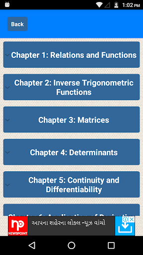 Android application Class 12 Maths CBSE screenshort
