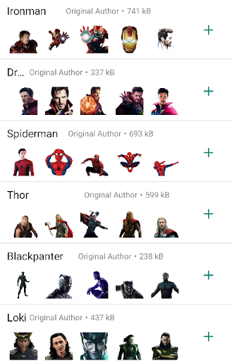 Android application Comic Superheroes Stickers screenshort