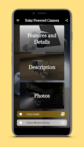 Android application solar powered camera guide screenshort