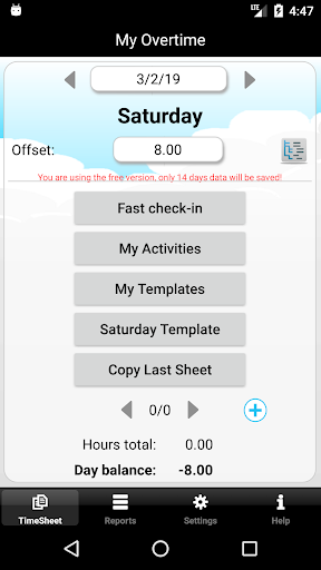 My Overtime - working hours Screen 2